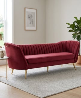 Binky 3 Seat Wine Velvet Sofa