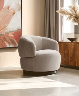 Bordo Textured Grey Curved Swivel Chair