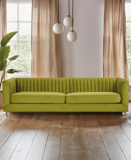 Brasa 3 Seat Green Velvet Sofa