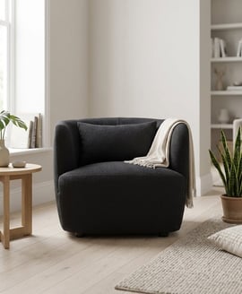 Bruge Textured Black Curved Chair