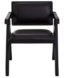 Buffalo Black Leather Chair With Wood Frame
