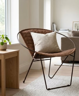 Buffalo Brown Leather Modern Sling Chair