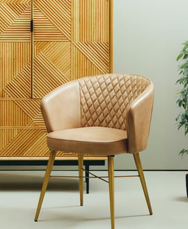 Buffalo Grey Leather Chair With Gold Finish Legs