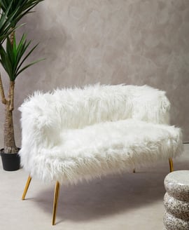 Clarence Fur Effect 2 Seater Sofa with Gold Legs