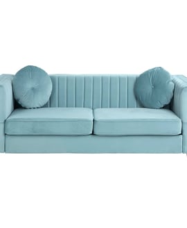 Farah Three Seater Pastel Green Velvet Sofa