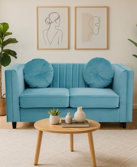 Farah Two Seat Green Velvet Sofa