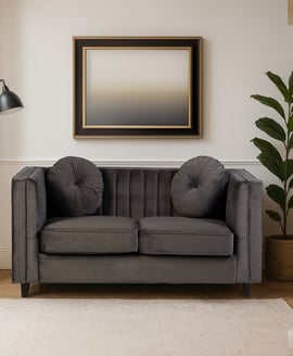 Farah Two Seat Grey Velvet Sofa