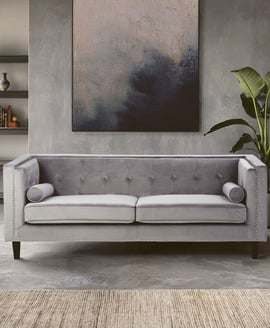 Felisa 3 Seat Grey Velvet Sofa