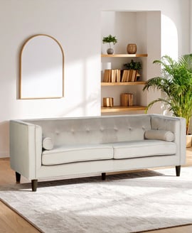 Felisa 3 Seat Mink Velvet Sofa