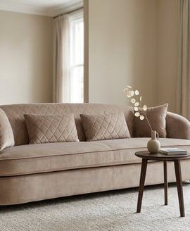 Fiji Three Seat Grey Cotton Velvet Sofa