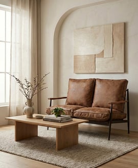New Foundry Brown Leather Effect 2 Seater Sofa