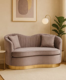 Franza Grey 2 Seat Pleated Velvet Sofa