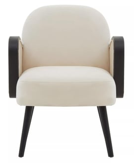 Hala Cream Velvet and Rattan Armchair