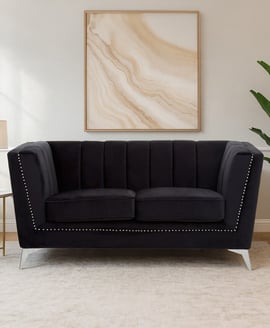 Hansa Two Seat Black Velvet Sofa