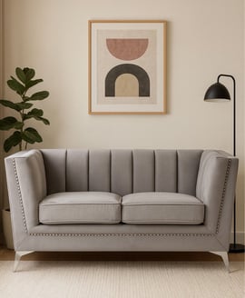 Hansa Two Seat Grey Velvet Sofa