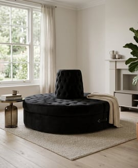 Hartford Black Velvet Modular Round Sofa