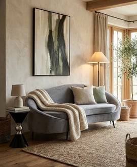 Hasina Three Seat Grey Velvet Sofa