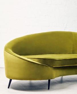 Hasina three seat olive velvet sofa