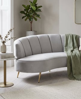 Hasna Three Seat Grey Velvet Sofa