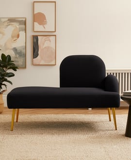 Heather Black Right Hand Chaise Longue