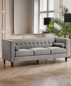 Helia 3 Seat Grey Velvet Sofa