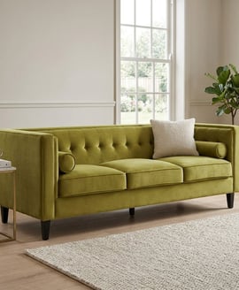 Helia 3 Seat Olive Velvet Sofa