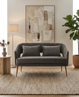 Hendricks Grey Velvet Two Seater Sofa