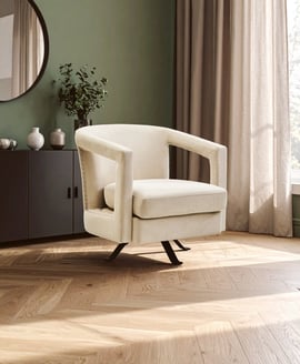 Hestia Beige Velvet Swivel Chair