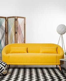 Holland Yellow Linen Two Seater Sofa