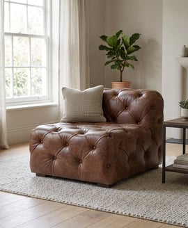 Hoxton Brown Leather Modern Chesterfield Modular Sofa Chair