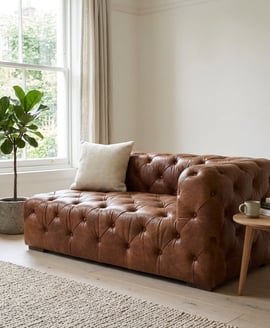 Hoxton Brown Leather Right Arm Modern Chesterfield Modular Sofa