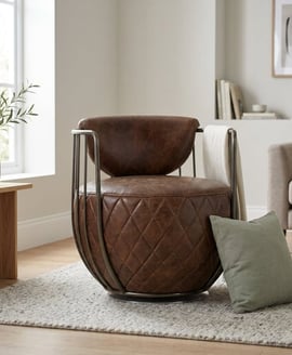 Hoxton Brown Leather Swivel Chair