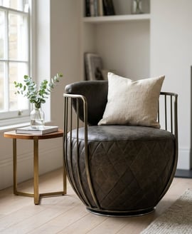 Hoxton Dark Grey Leather Swivel Chair