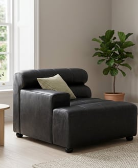 King Left Arm Antique Black Modular Leather Sofa