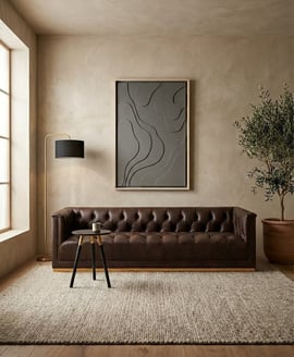 King Three Seater Modern Chesterfield Dark Brown Leather Sofa