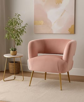 Larissa Pink Velvet Curved Accent Chair