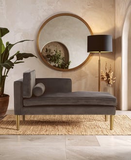 Louxor Grey Velvet Left Hand Chaise Longue