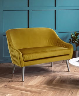 Louxor Mustard Velvet 2 Seater Sofa