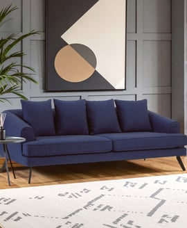 Mylo 3 Seater Navy Fabric Sofa