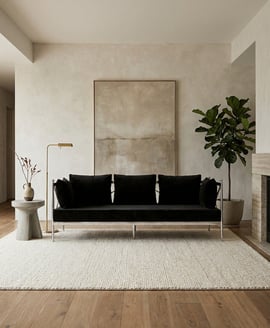 Novo Black Velvet Sofa With Silver Frame 3 Seater Sofa