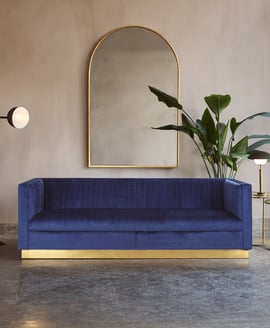 Opal 3 Seat Deep Blue Sofa