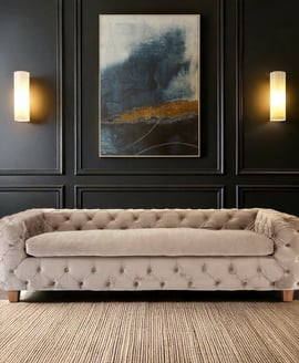 Ophelia 3 Seat Beige Velvet Sofa