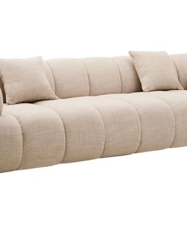 Ordona Cream Linen 3 Seater Curved Sofa