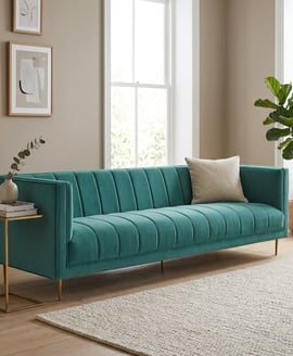 Otylia 3 Seat Green Sofa