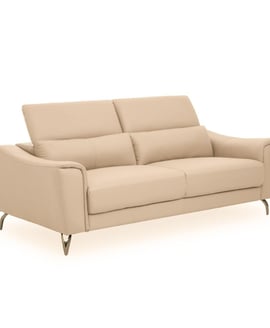 Padua 3 Seat Stone Leather Sofa with Adjustable Headrests