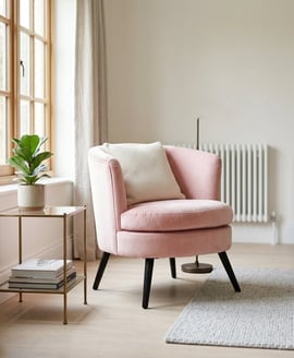 Plush Round Pink Velvet Curved Chair