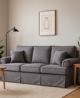 Ralph Three Seat Grey Velvet Sofa
