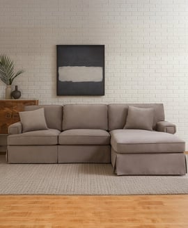 Ralph Three Seat Mink Velvet Right Chaise Sofa
