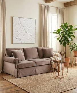 Ralph Three Seat Mink Velvet Sofa