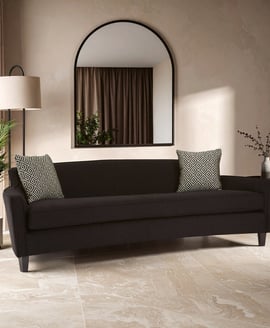 Rania 3 Seat Black Dimity Fabric Sofa